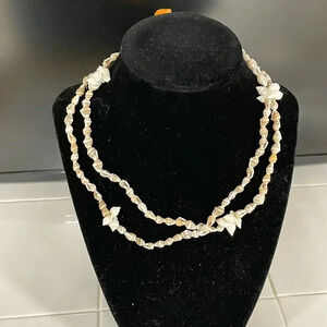 Vintage Hilo Hattie 35"Cowrie Shell Necklace Lei Natural Colors Seashells Hawaii